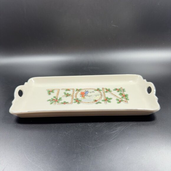 Pickard China Ivory Hand Decorated NOEL Tray USA Porcelain Ceramic Holiday VTG - Picture 13 of 14